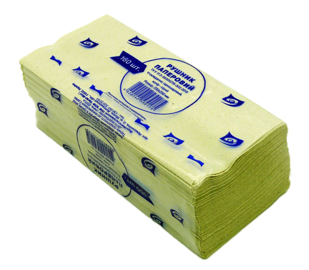 Серветка-вкладиш V-складення сіра 160 акрушів в упаковці